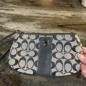 Coach Black and Gray Monogram Clutch